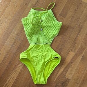 Aerie Neon Green Mesh One-Piece Swimsuit